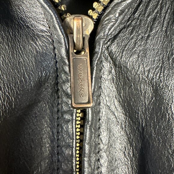 Vintage Wilsons Leather Jacket Womens Medium Black Fringe Western Cropped Biker - Picture 6 of 11